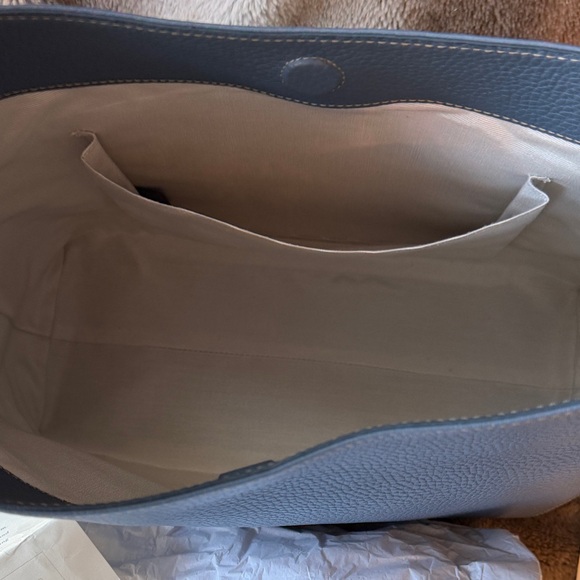 Aspinal of London Heritage Blue Pebble Leather Hobo Tote Bag - Picture 6 of 16